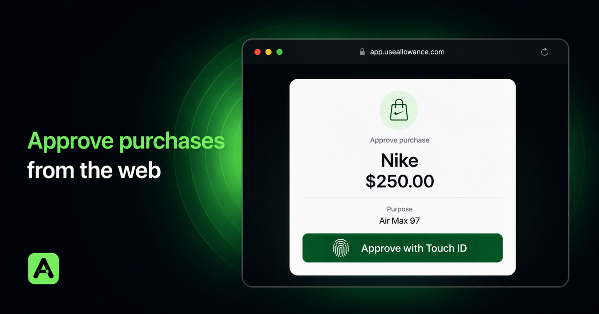 Allowance social card: Allowance is now on the web
